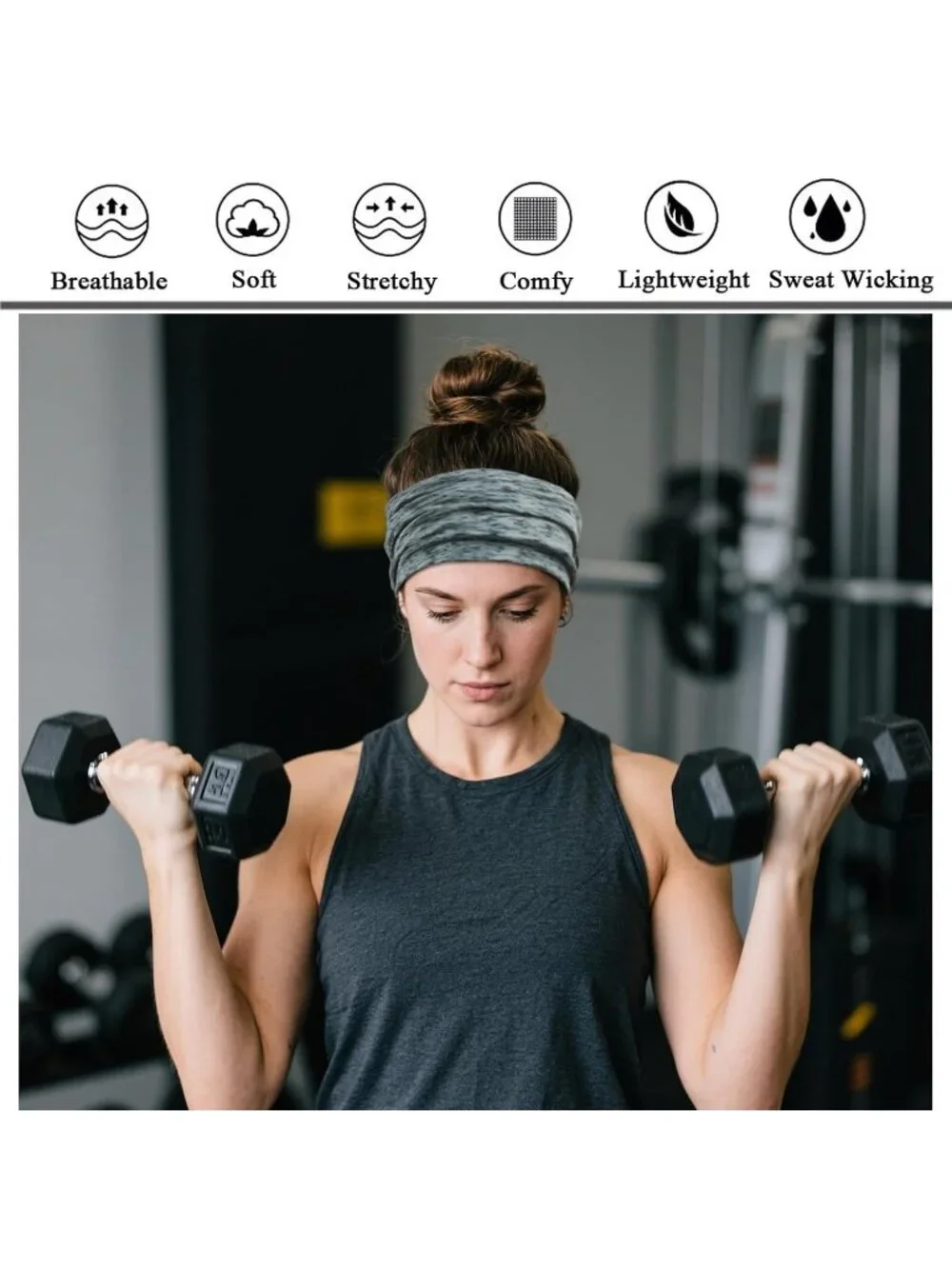 Women Space Dyed Base Stretch 6 Pack Headband Turban Yoga Hairband Accessories
